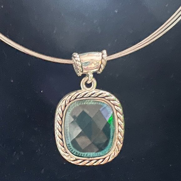 Bill Blass Wire Chain Blue Faceted Stone Silver Tone Necklace - Picture 3 of 4